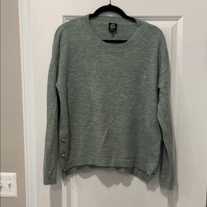 Bobeau Green Crew Neck Sweater with Ribbed Detailing